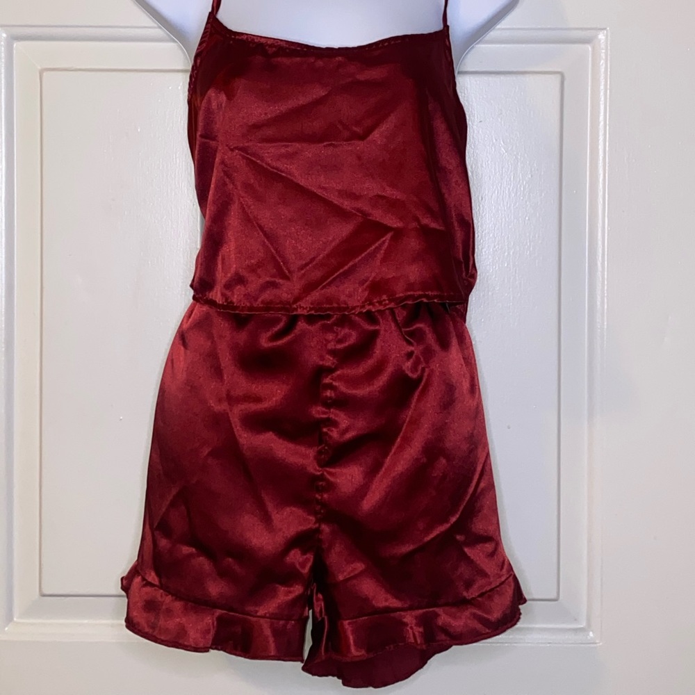 Satin crop top and short set